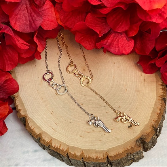 Handcuff and Gun Pendant Y-Necklace - Picture 7 of 13